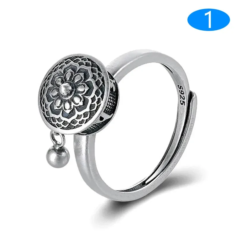 1PC Adjustable Spinning Sunflower Anti Stress Ring For Women Rotatable Pain Relief Fidget Rings Fashion Jewelry