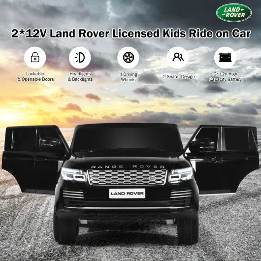 24V 2-Seater Licensed Land Rover Kids Ride On Car with 4WD Remote Control-Black