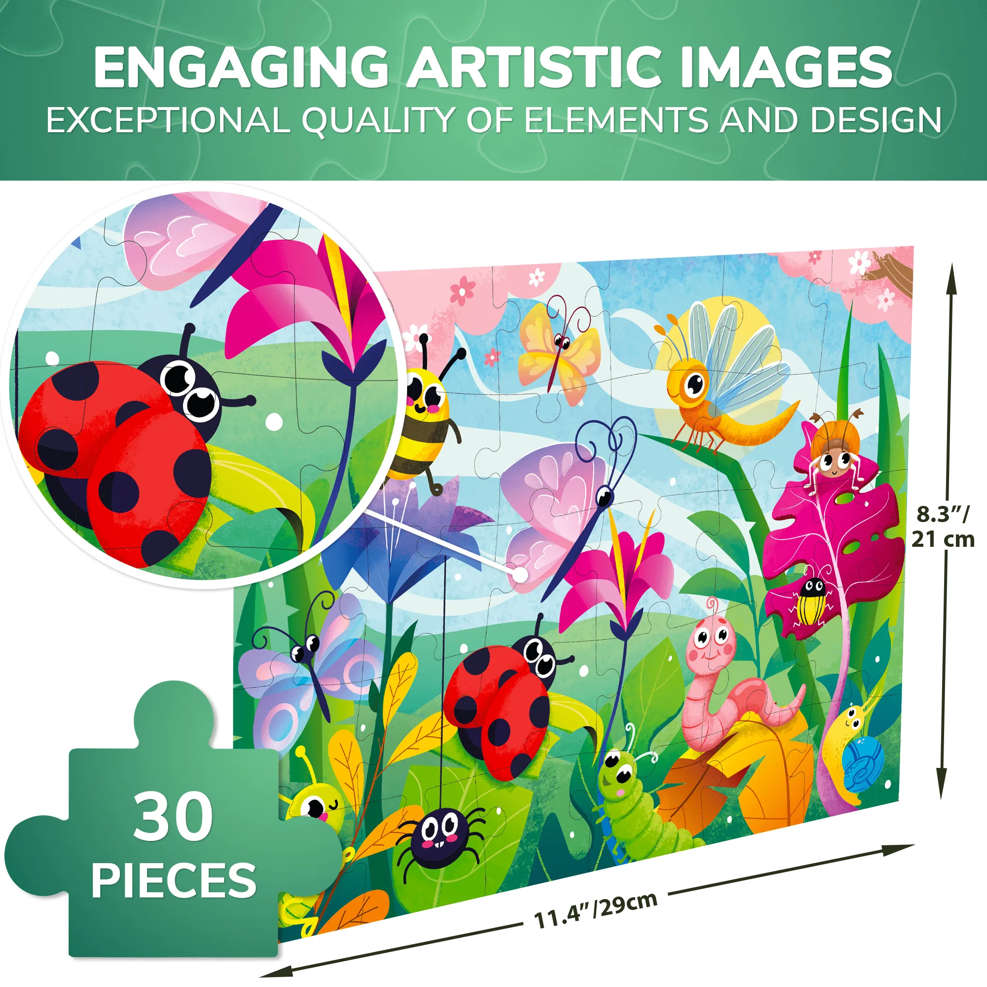 30 Pcs Jigsaw Puzzles for Kids | Bugs