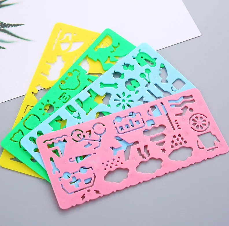 Airplane Animal Dog Bus Cloud Bid Flower Kids Stencils Cards Craft Wall Drawing Art Airbrush Children Nursery Scrapbooking Cute Playful