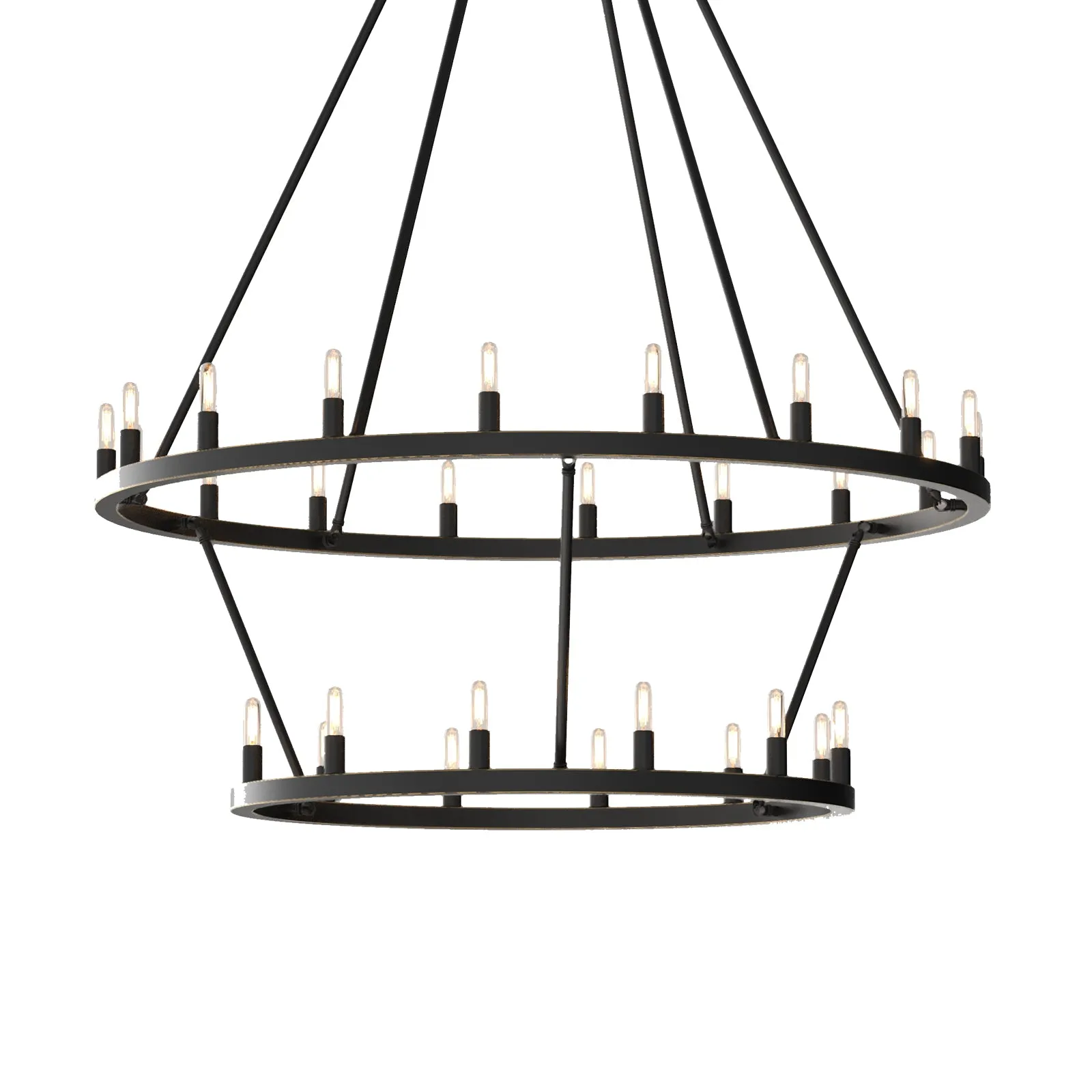 ALVA 30-Light Antique 2-Layer Bronze Aged brass E14 wagon wheel Farmhouse Chandelier