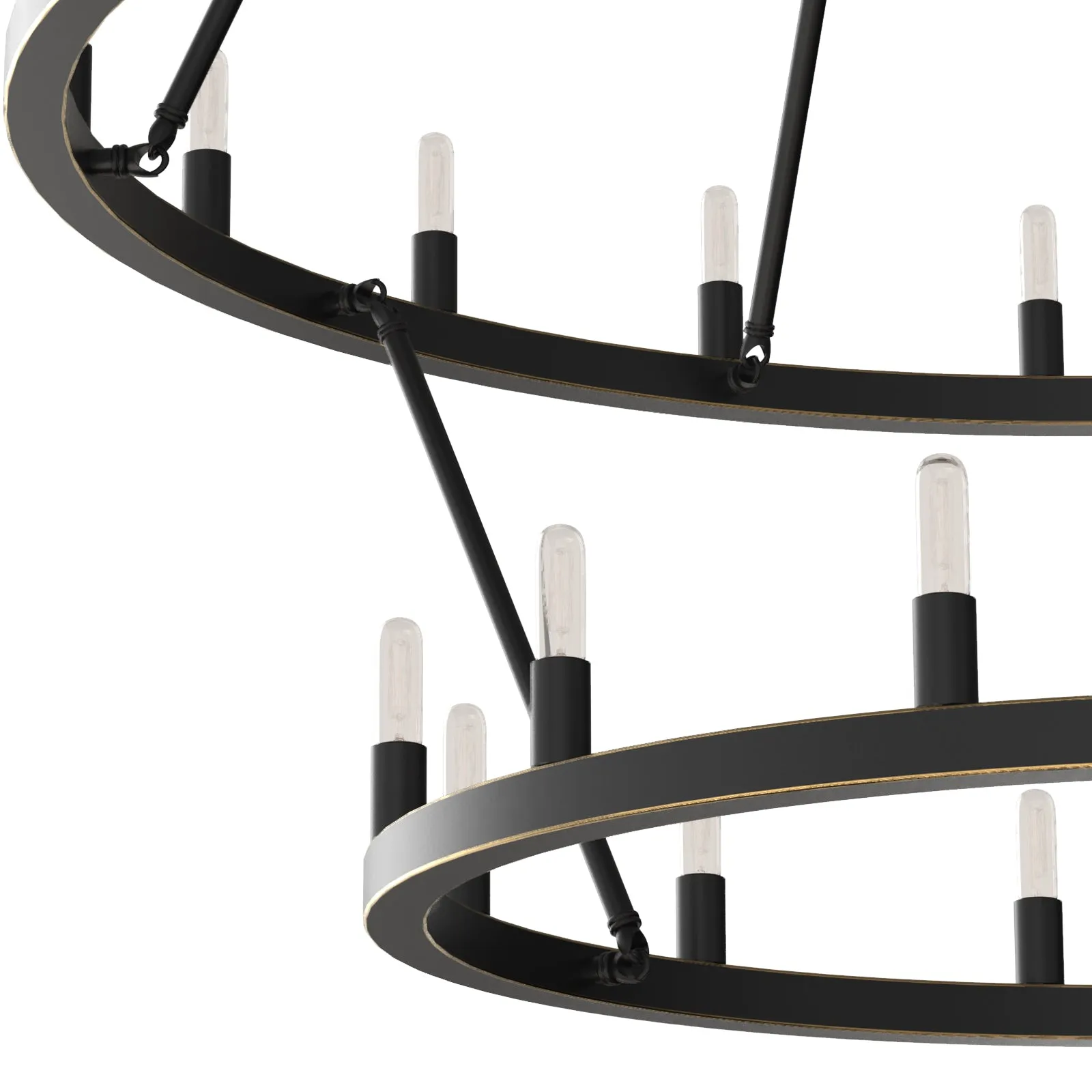 ALVA 30-Light Antique 2-Layer Bronze Aged brass E14 wagon wheel Farmhouse Chandelier