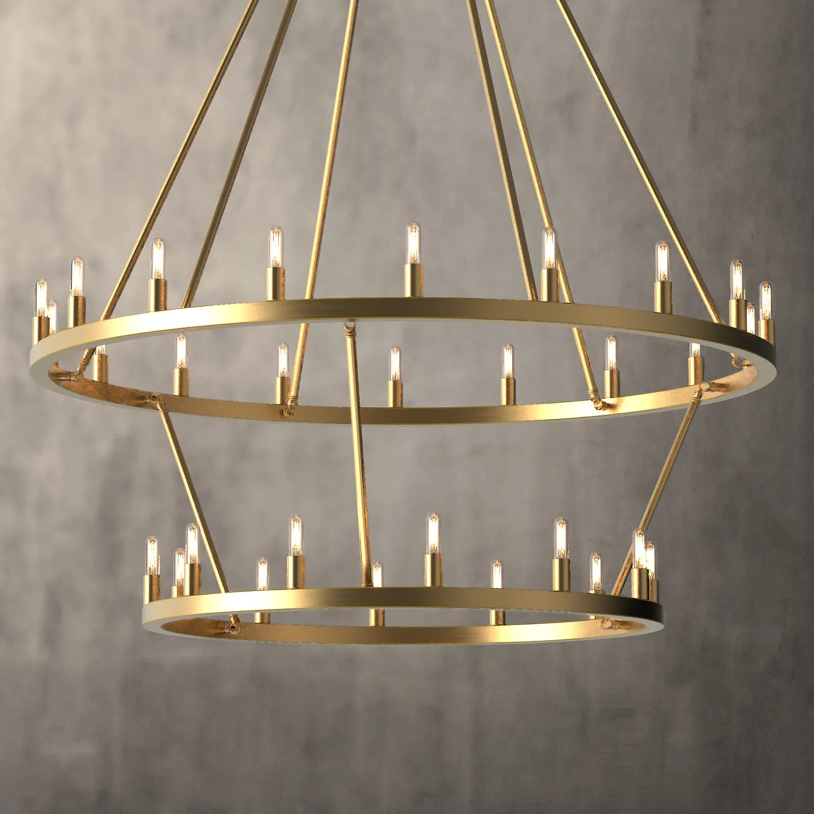 ALVA 30-Light Antique 2-Layer Bronze Aged brass E14 wagon wheel Farmhouse Chandelier