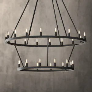 ALVA 30-Light Antique 2-Layer Bronze Aged brass E14 wagon wheel Farmhouse Chandelier