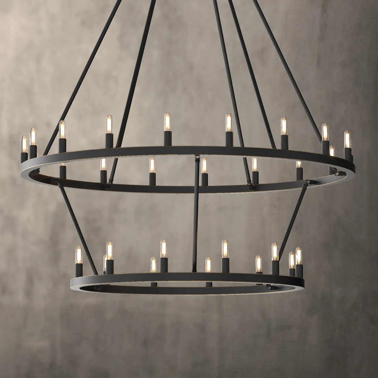 ALVA 30-Light Antique 2-Layer Bronze Aged brass E14 wagon wheel Farmhouse Chandelier