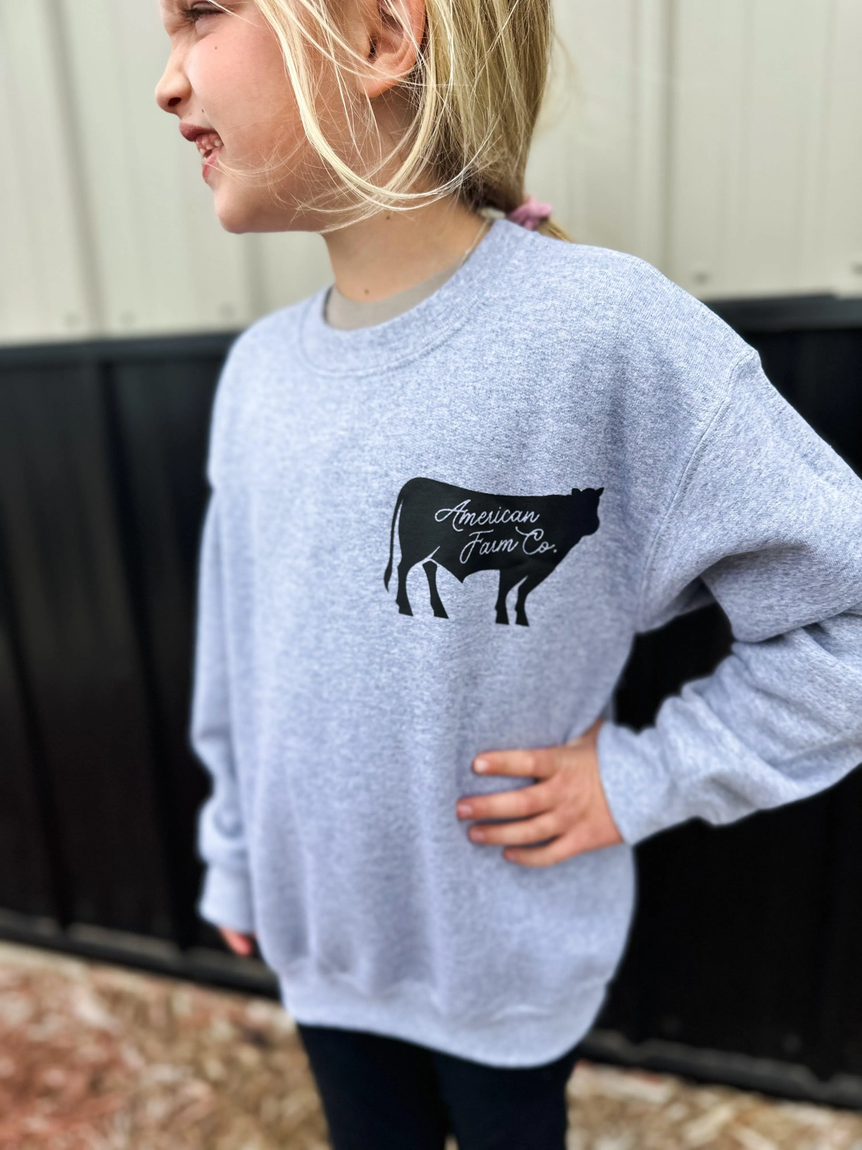American Farm Co Cow Logo Youth Crew