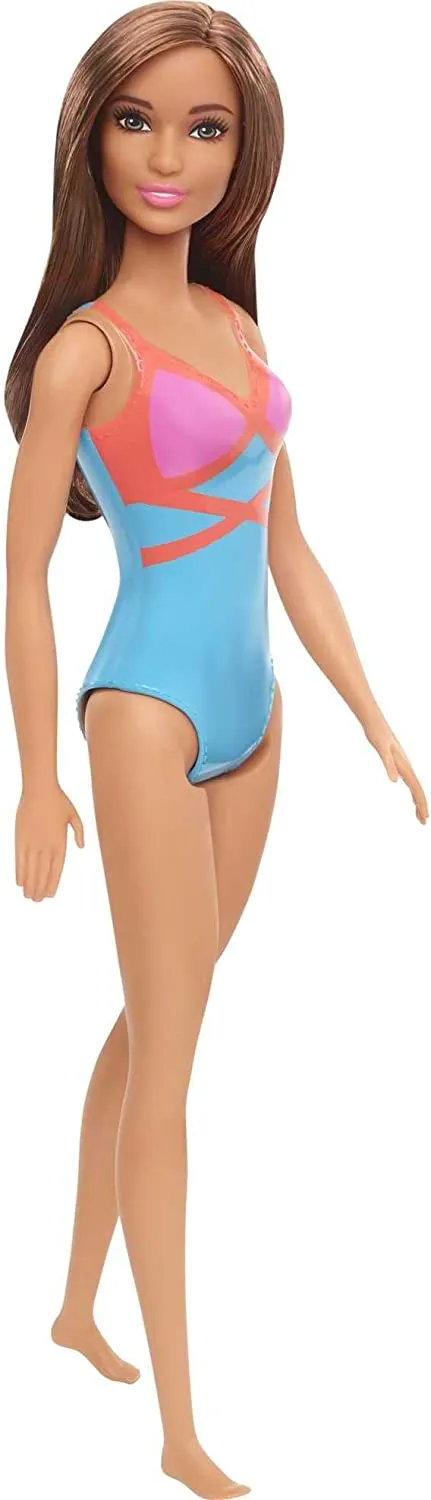 Barbie Beach Doll - Blue/Pink/Orange Swimsuit