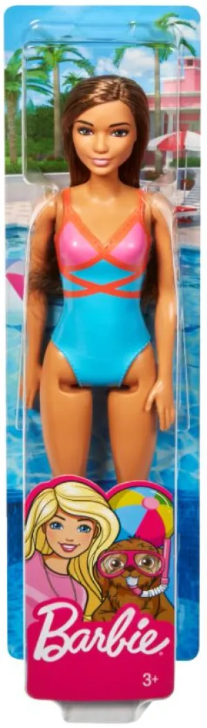 Barbie Beach Doll - Blue/Pink/Orange Swimsuit