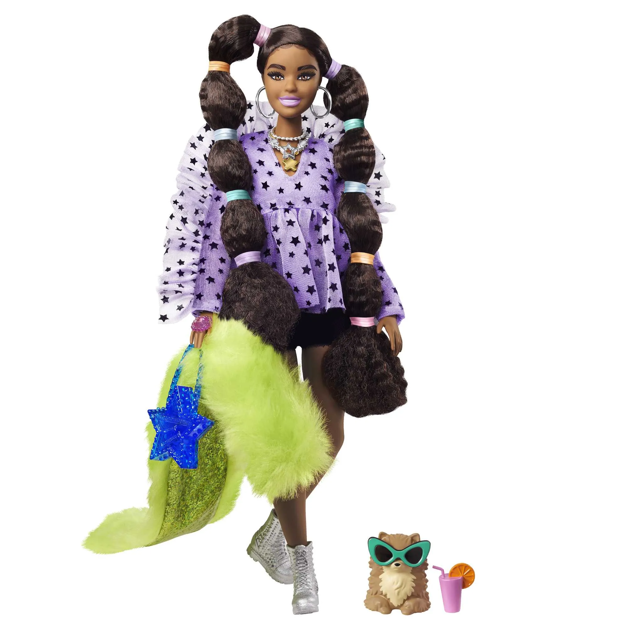Barbie Extra Doll #7 in Top & Furry Shrug With Pet Pomeranian For Kids 3 Years Old & Up
