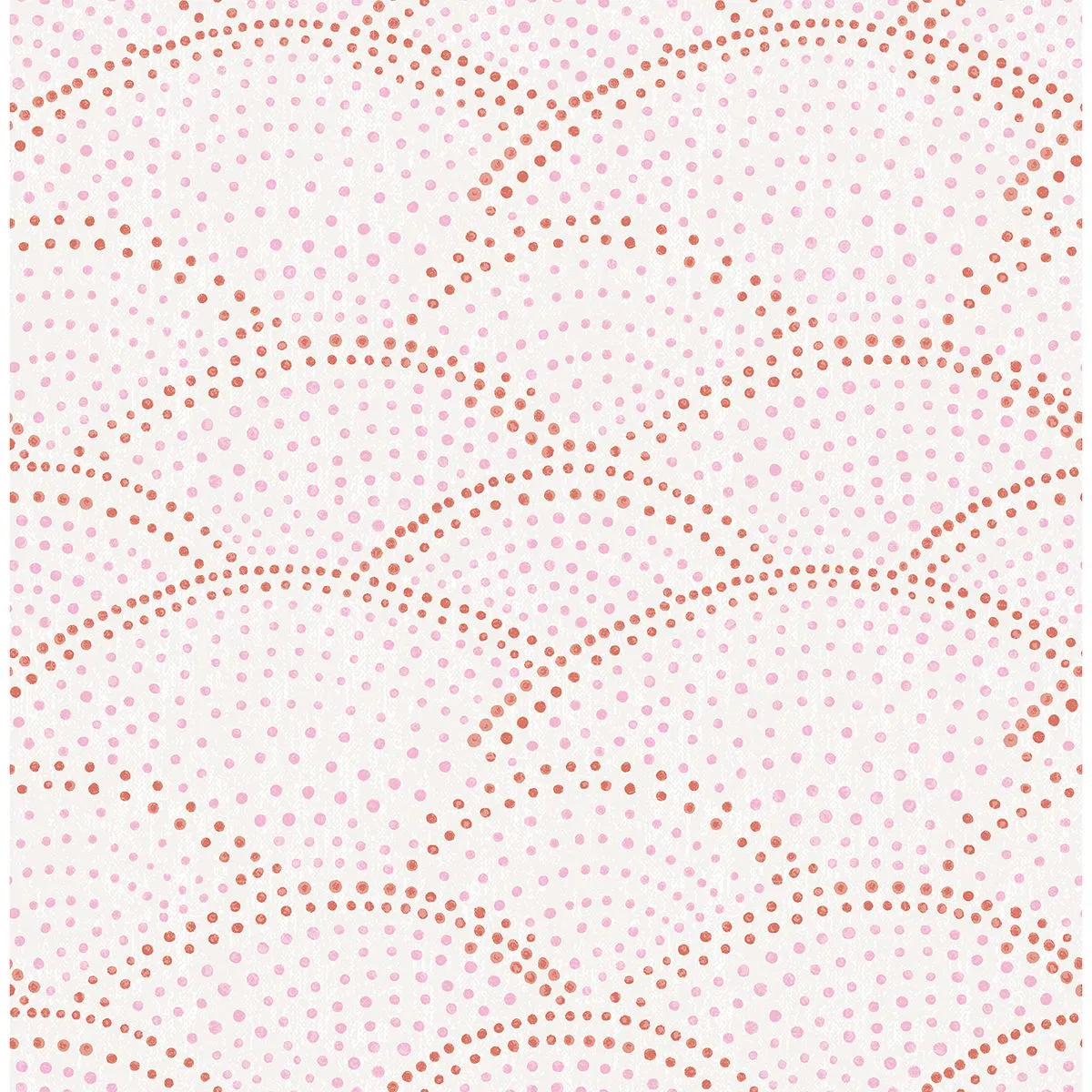 Bennett Dotted Scallop Wallpaper in Pink from the Bluebell Collection