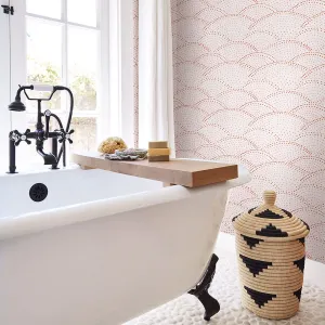 Bennett Dotted Scallop Wallpaper in Pink from the Bluebell Collection