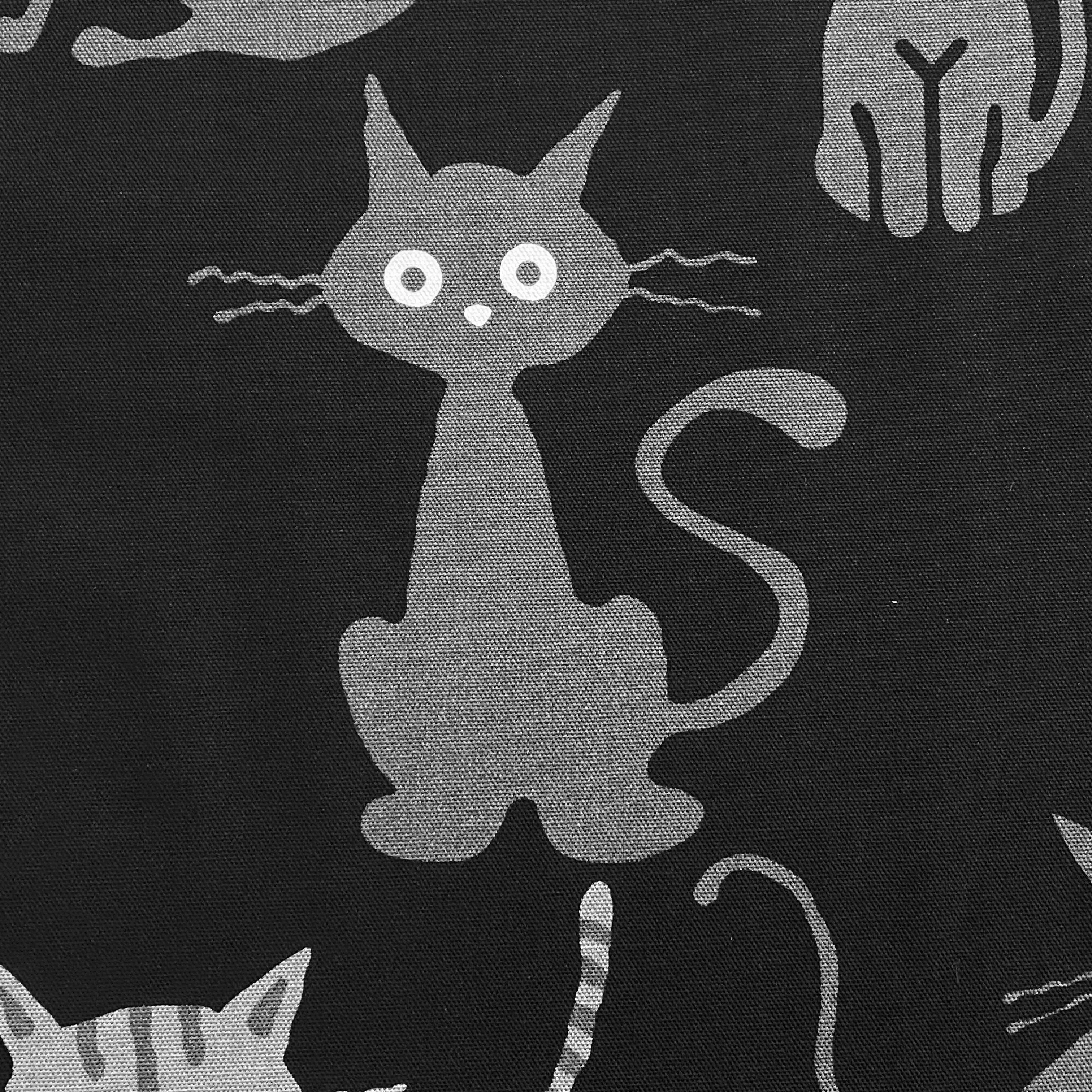 Big Cats Black/Gray Cotton from Japan, Lightweight Oxford Canvas 43" Wide By the Yard  #10002-12