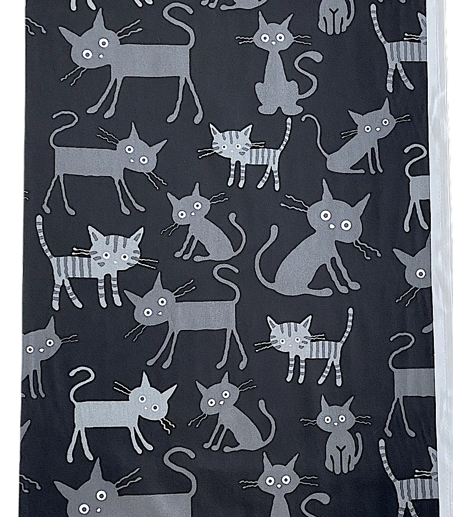 Big Cats Black/Gray Cotton from Japan, Lightweight Oxford Canvas 43" Wide By the Yard  #10002-12