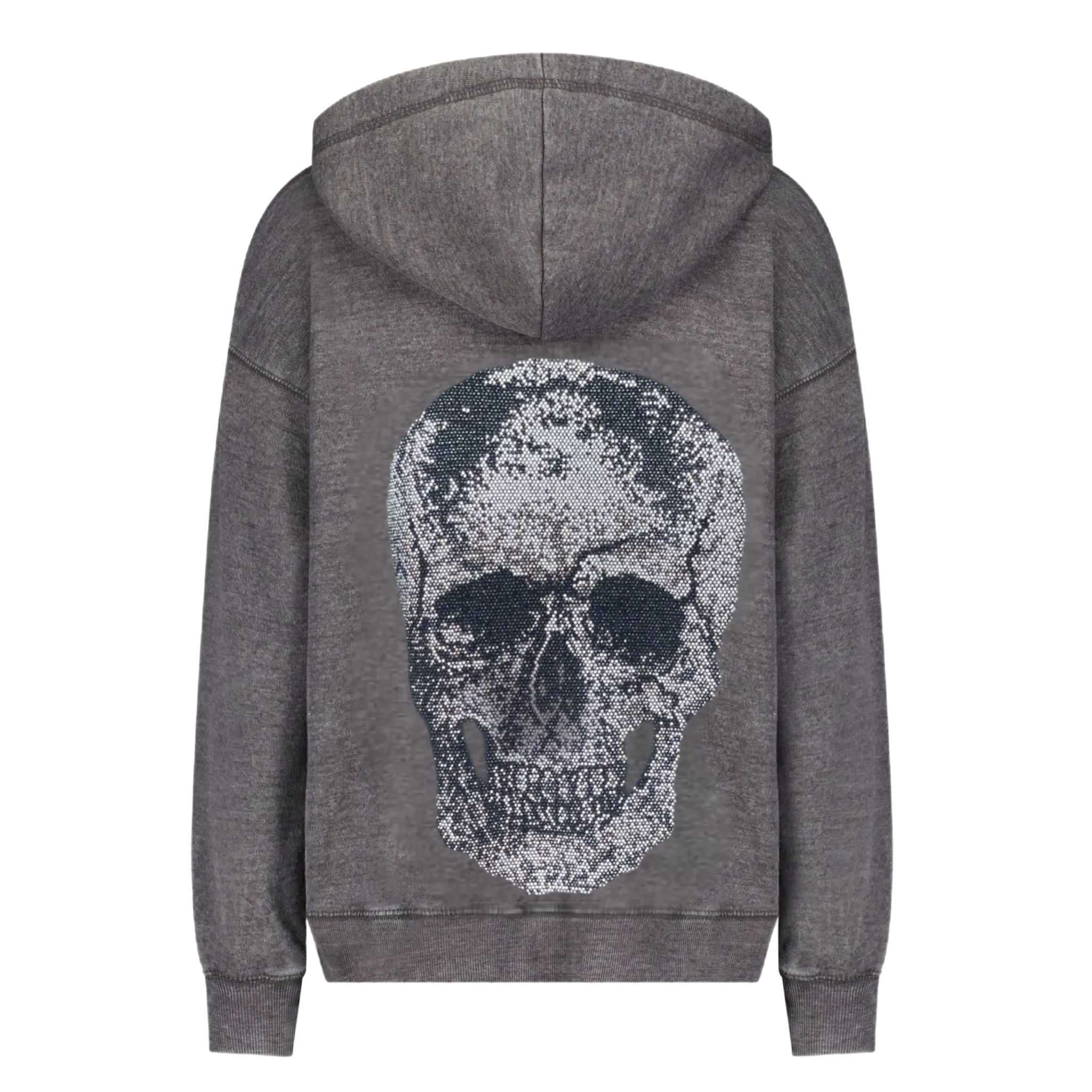 Big Skull Zip Up Grey Hoodie Sweatshirt