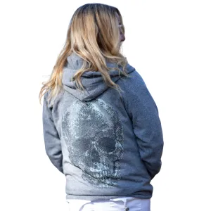 Big Skull Zip Up Grey Hoodie Sweatshirt