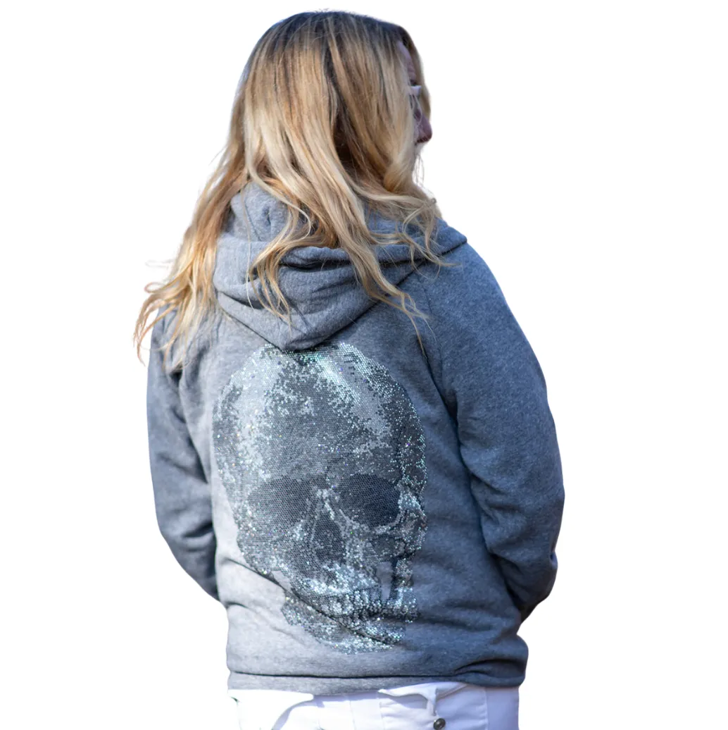 Big Skull Zip Up Grey Hoodie Sweatshirt