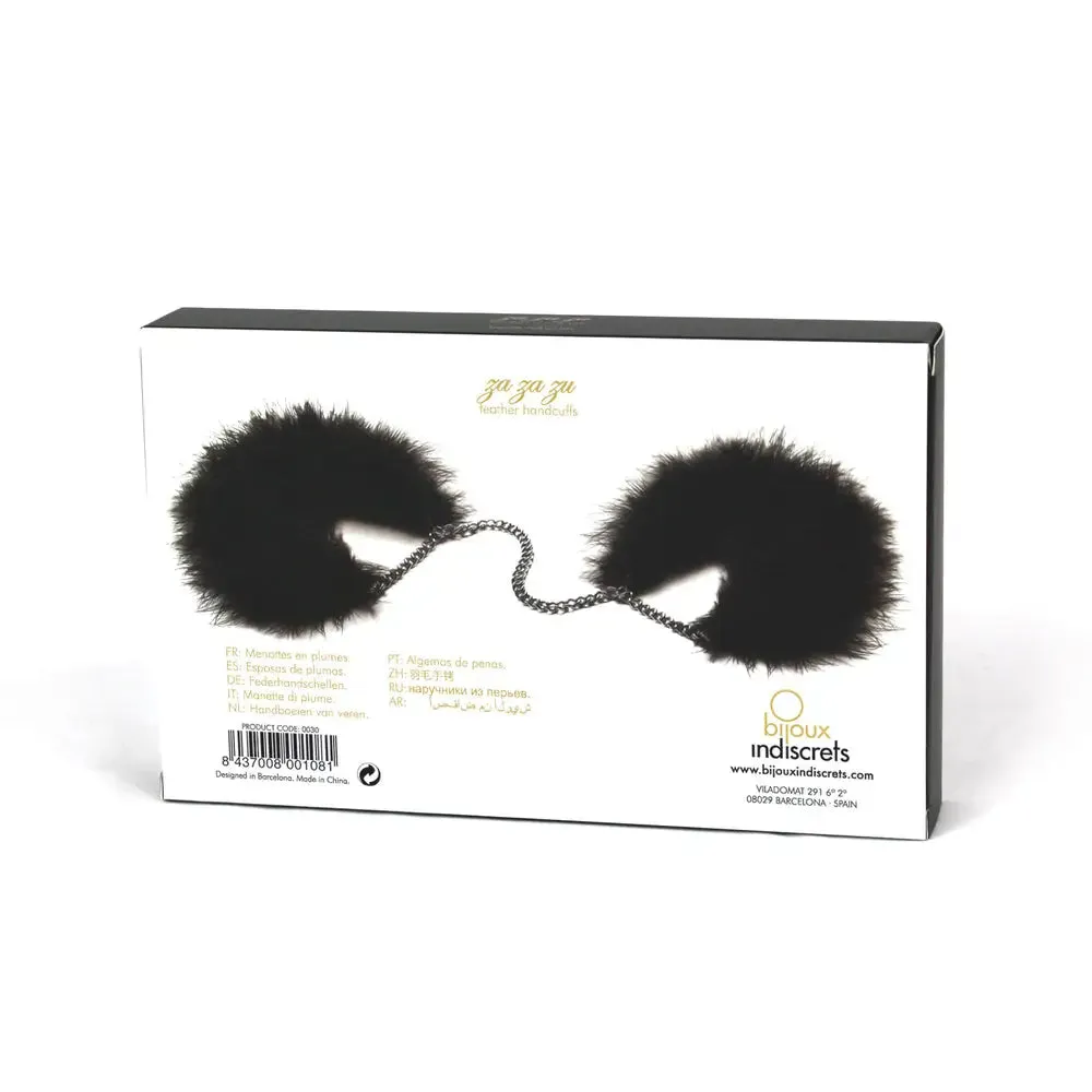 Bijoux Indiscrets Black Slight Feather Handcuffs for Couples
