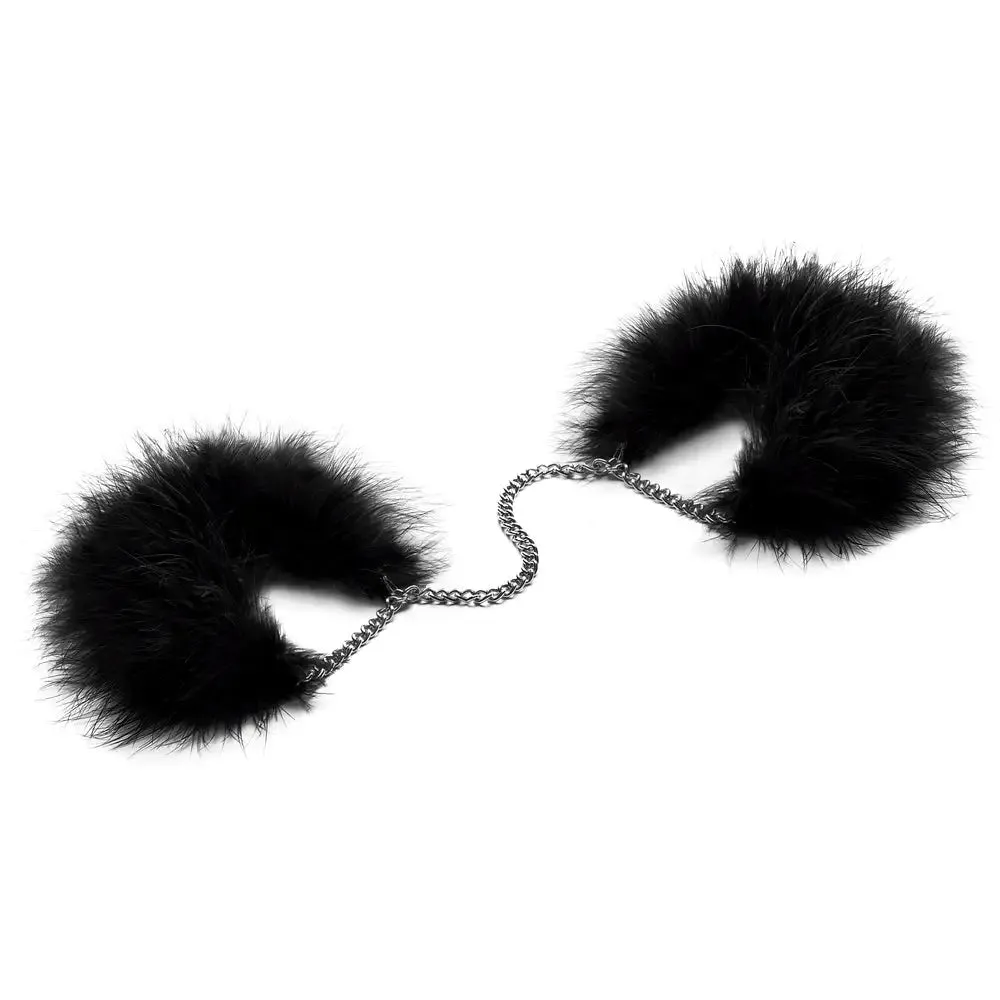 Bijoux Indiscrets Black Slight Feather Handcuffs for Couples