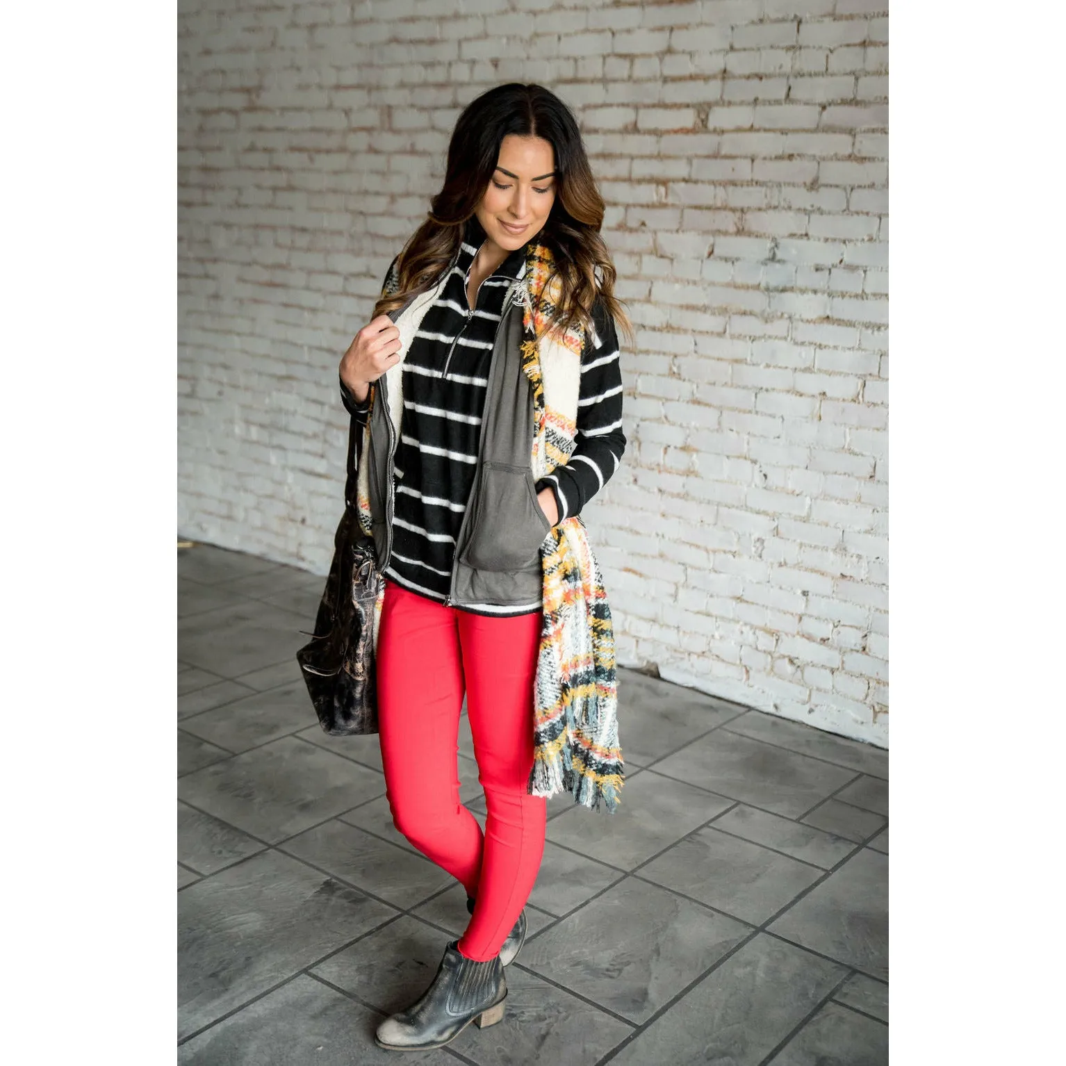 Black Striped Quarter Zip Sweatshirt