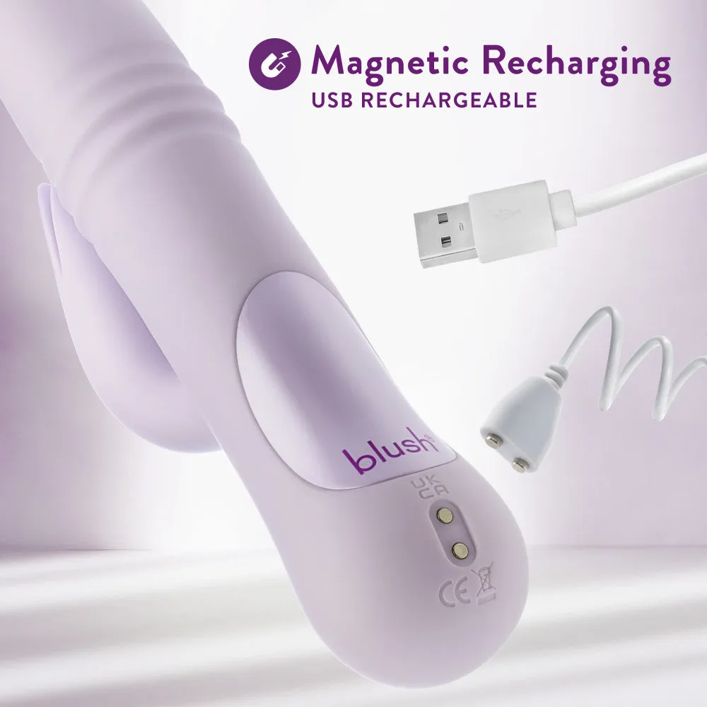 Blush | Rylee 9.25 Inch G Spot Clitoral Dual Stimulation Rabbit Vibrator In Lavender - 10 Thrusting Vibrations - Soft Silicone