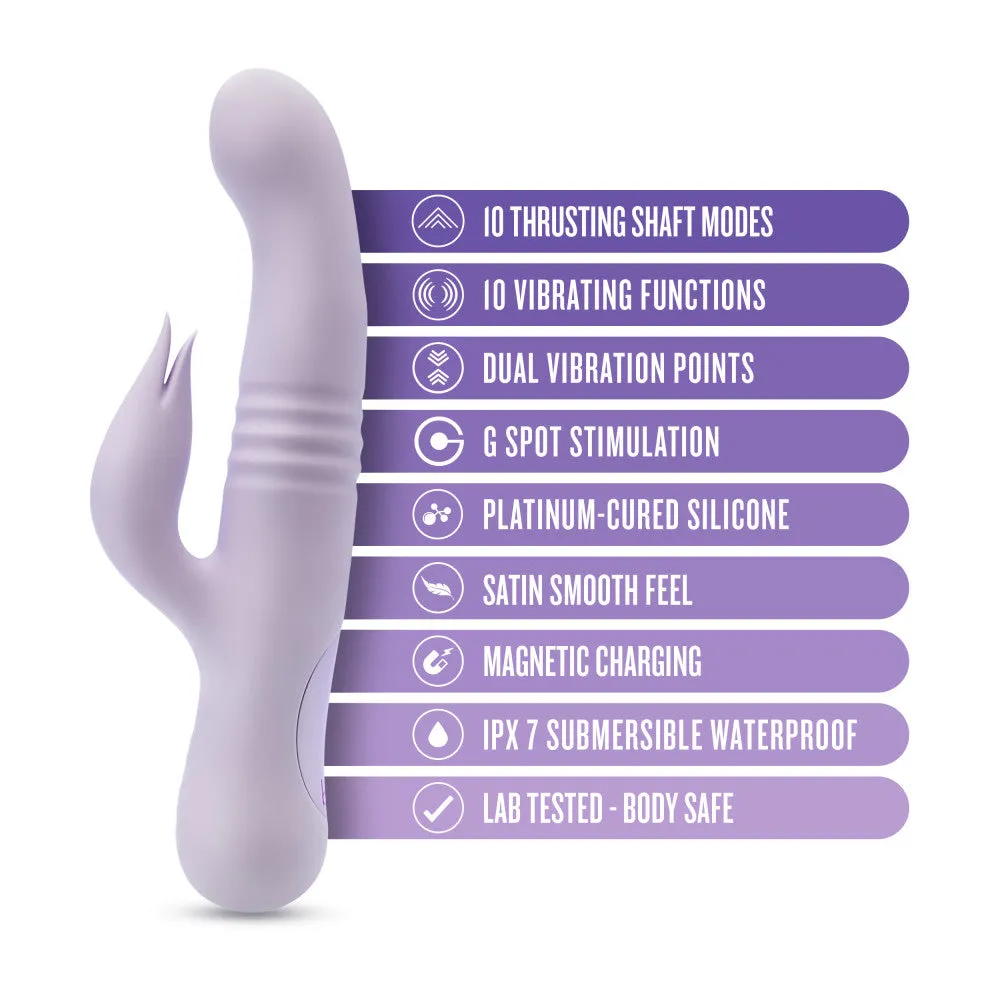 Blush | Rylee 9.25 Inch G Spot Clitoral Dual Stimulation Rabbit Vibrator In Lavender - 10 Thrusting Vibrations - Soft Silicone