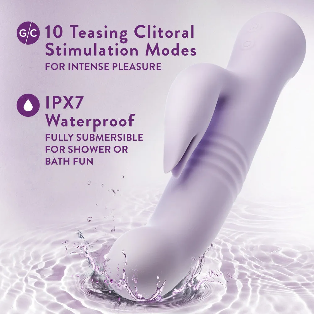 Blush | Rylee 9.25 Inch G Spot Clitoral Dual Stimulation Rabbit Vibrator In Lavender - 10 Thrusting Vibrations - Soft Silicone