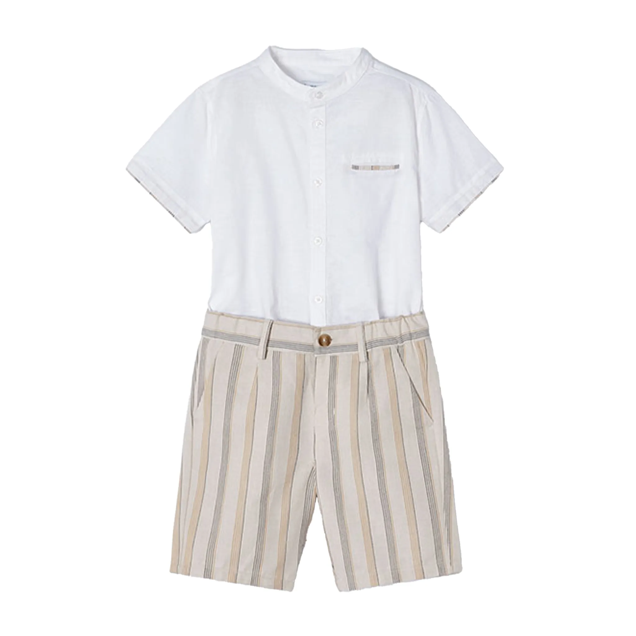 Boys Striped Linen Shirt and Short Set