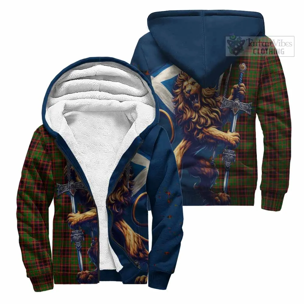 Buchan Tartan Family Crest Sherpa Hoodie with Scottish Majestic Lion