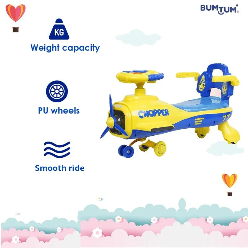 BUMTUM Lighting Effect Chopper Swing Car Toy Ride On Cars for Kids 1 to 5 Years | Push Rider | Comfortable Seat with Back Rest,Blue