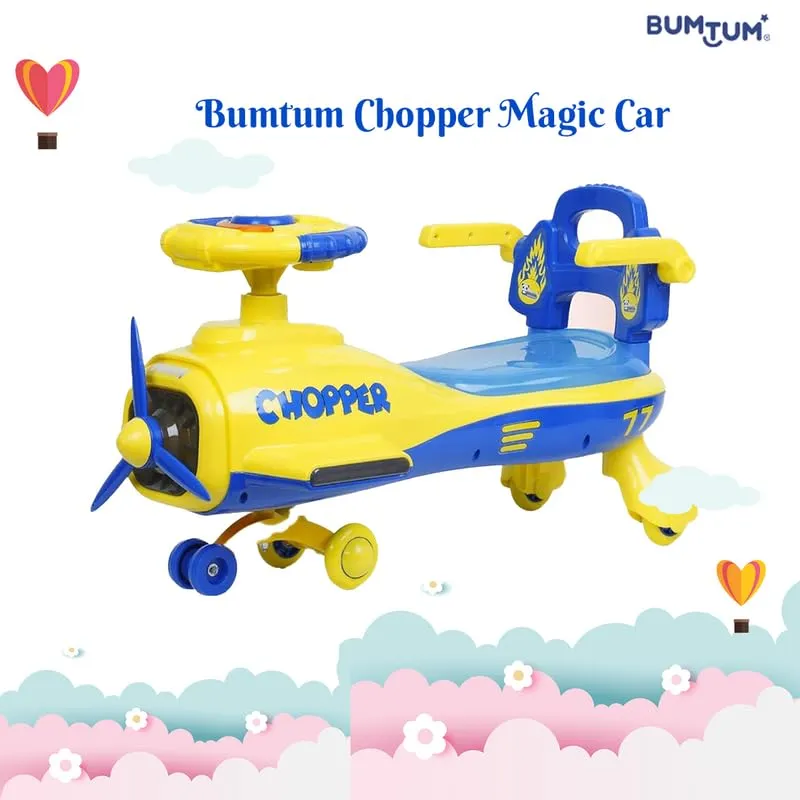 BUMTUM Lighting Effect Chopper Swing Car Toy Ride On Cars for Kids 1 to 5 Years | Push Rider | Comfortable Seat with Back Rest,Blue