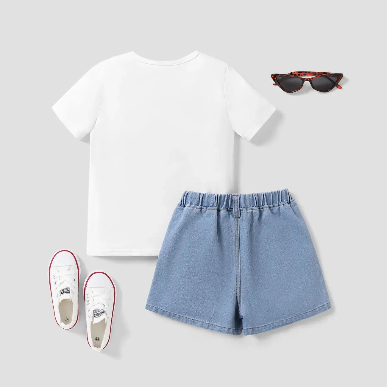 Butterfly Tee and Denim Suit Set - Kids Girl (2Pcs)