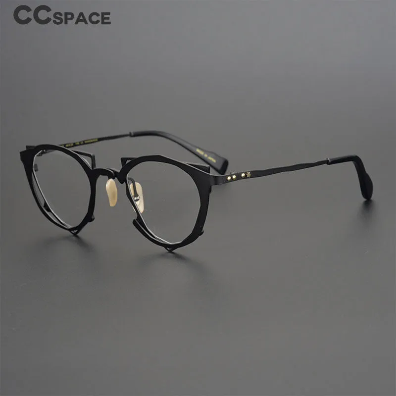 CCspace Unisex Full Rim Irregular Cat Eye Handcrafted Titanium Eyeglasses 55657