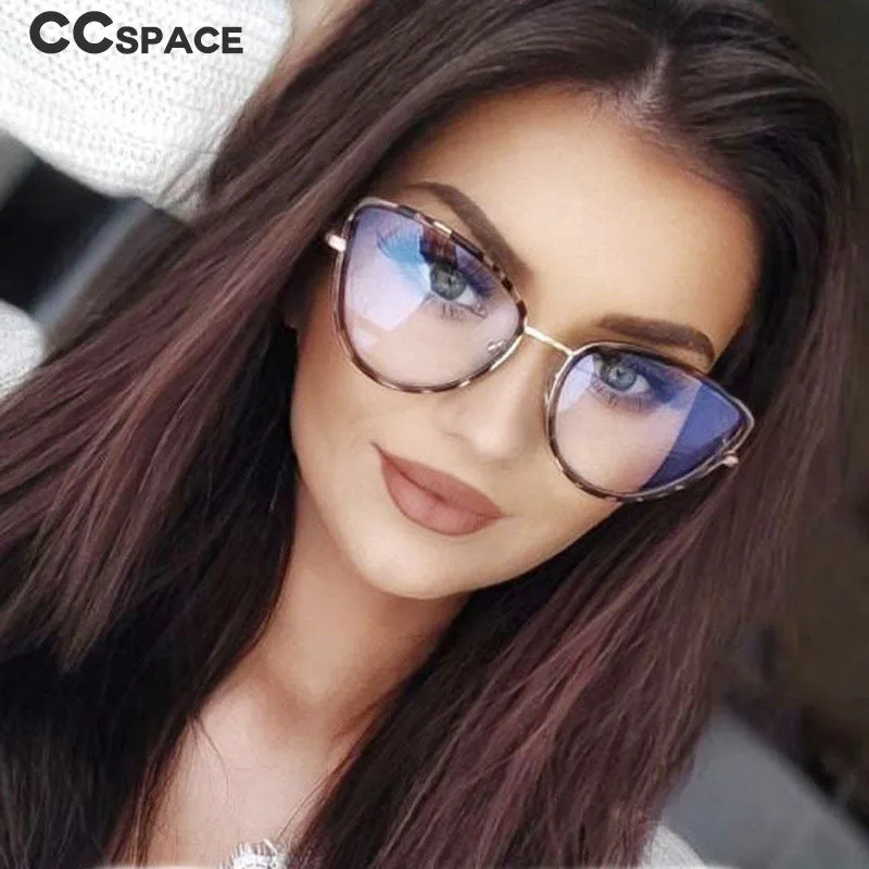 CCspace Unisex Full Rim Square Cat Eye Alloy Eyeglasses 55626