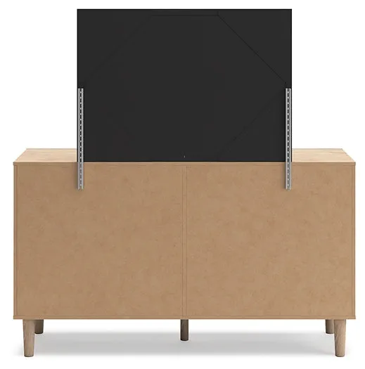 Cielden Full Panel Headboard with Mirrored Dresser