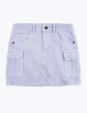 Coloured Denim Cargo Skirt