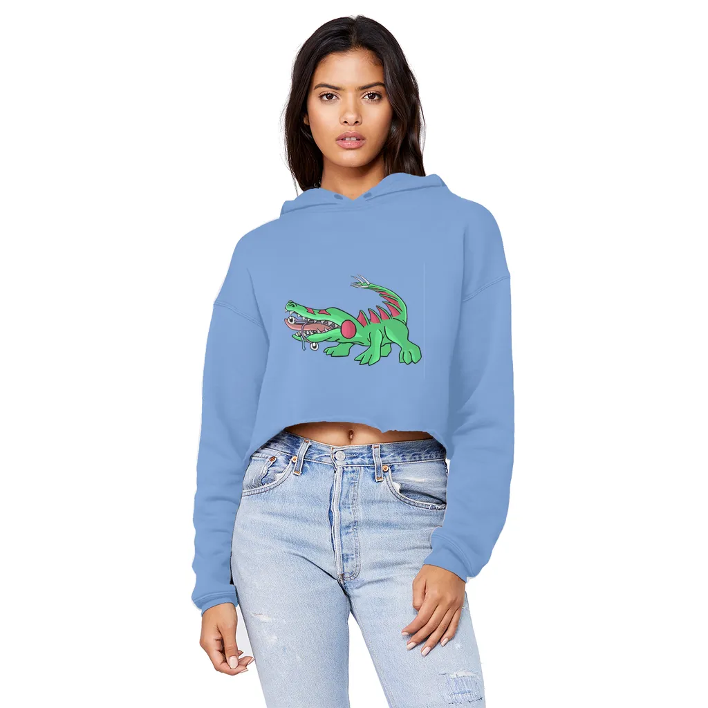 Crocodilas Unisex Cropped Raw Edge Boyfriend Hoodie