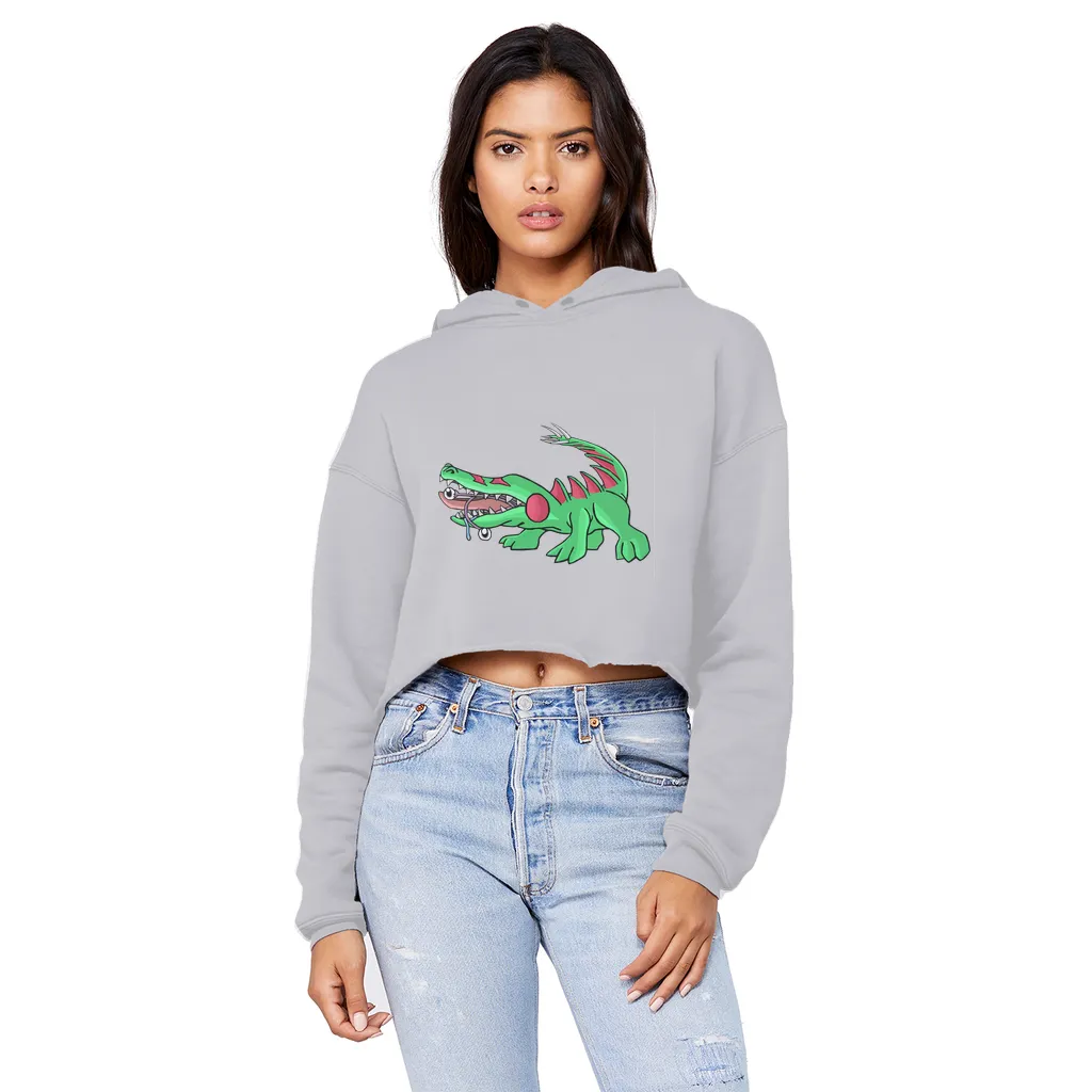Crocodilas Unisex Cropped Raw Edge Boyfriend Hoodie