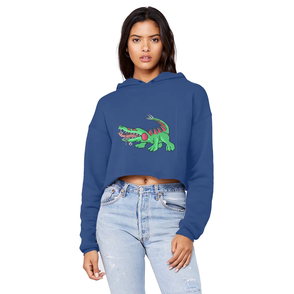 Crocodilas Unisex Cropped Raw Edge Boyfriend Hoodie