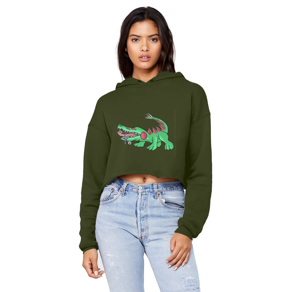 Crocodilas Unisex Cropped Raw Edge Boyfriend Hoodie