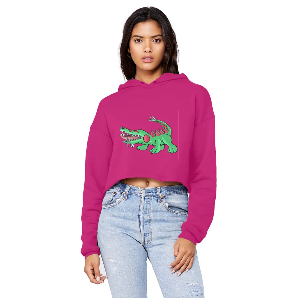 Crocodilas Unisex Cropped Raw Edge Boyfriend Hoodie