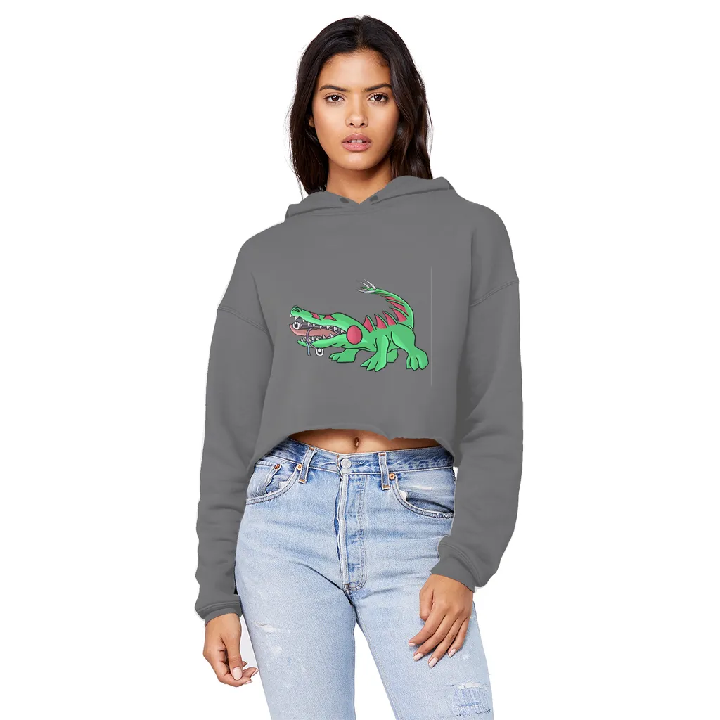 Crocodilas Unisex Cropped Raw Edge Boyfriend Hoodie