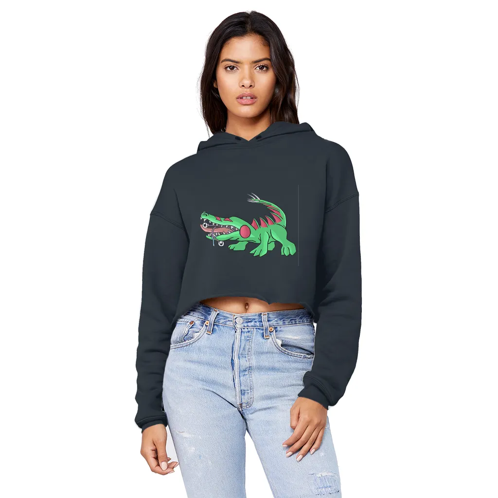 Crocodilas Unisex Cropped Raw Edge Boyfriend Hoodie