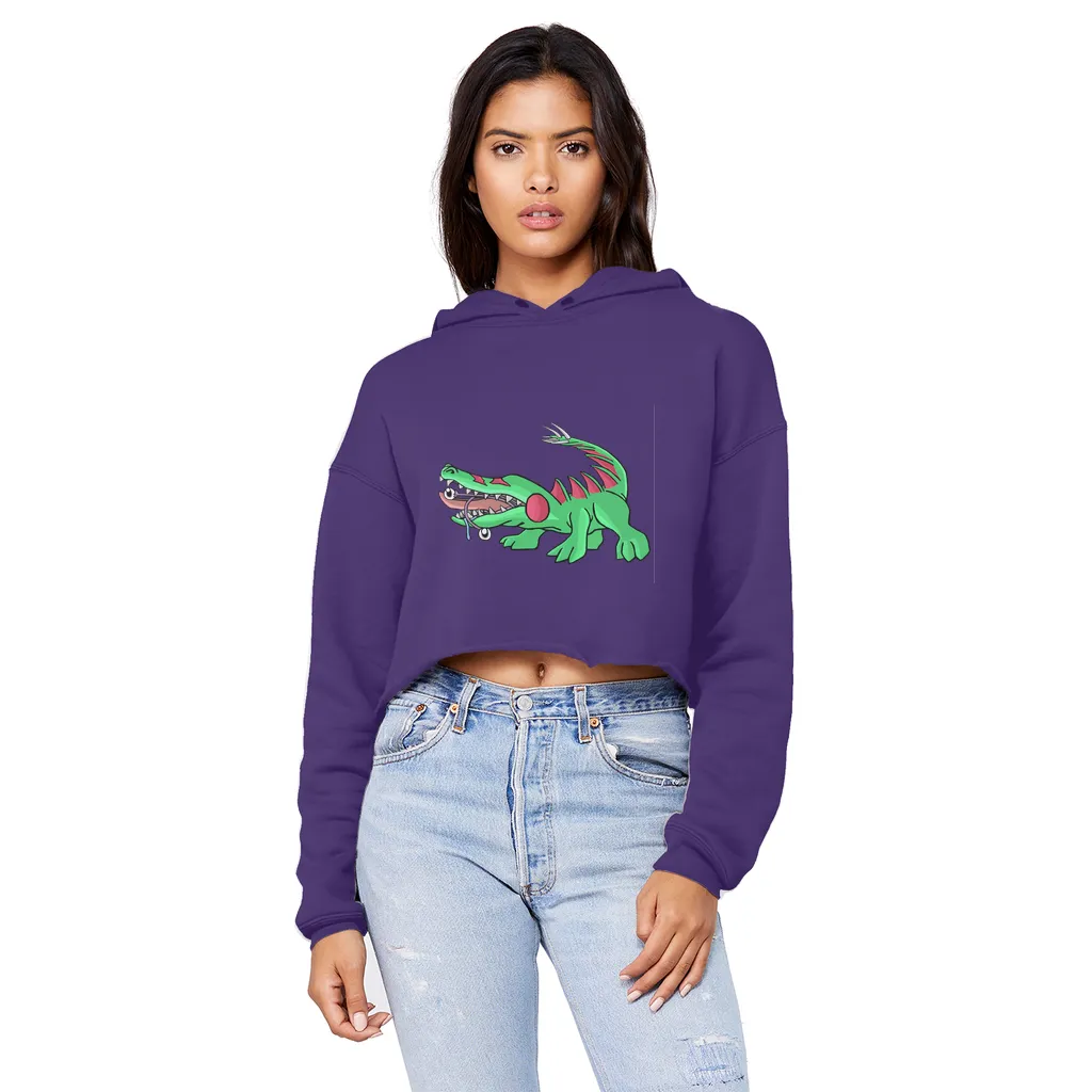 Crocodilas Unisex Cropped Raw Edge Boyfriend Hoodie