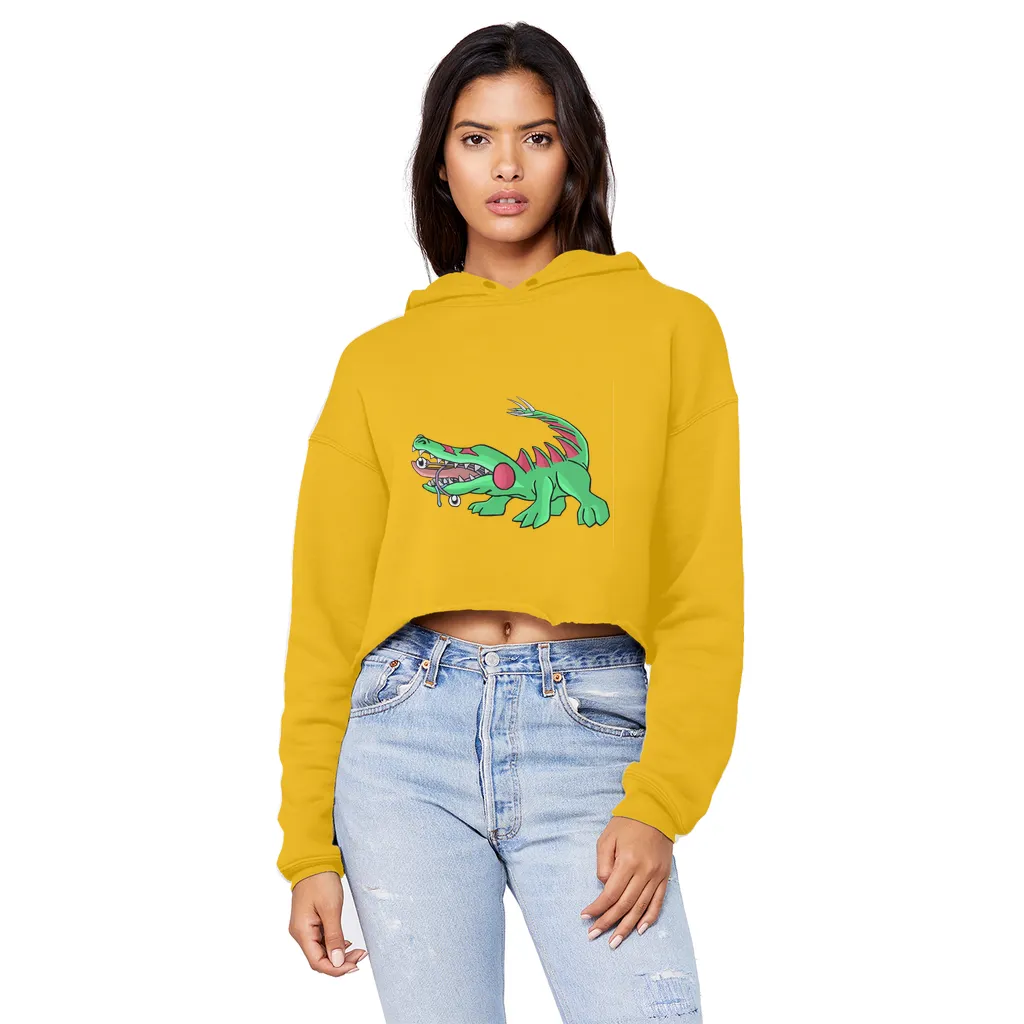 Crocodilas Unisex Cropped Raw Edge Boyfriend Hoodie
