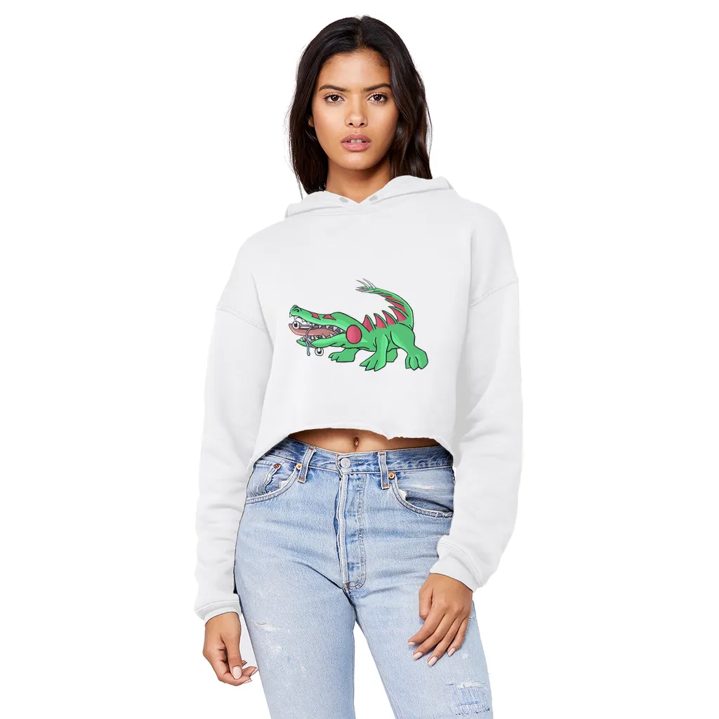 Crocodilas Unisex Cropped Raw Edge Boyfriend Hoodie