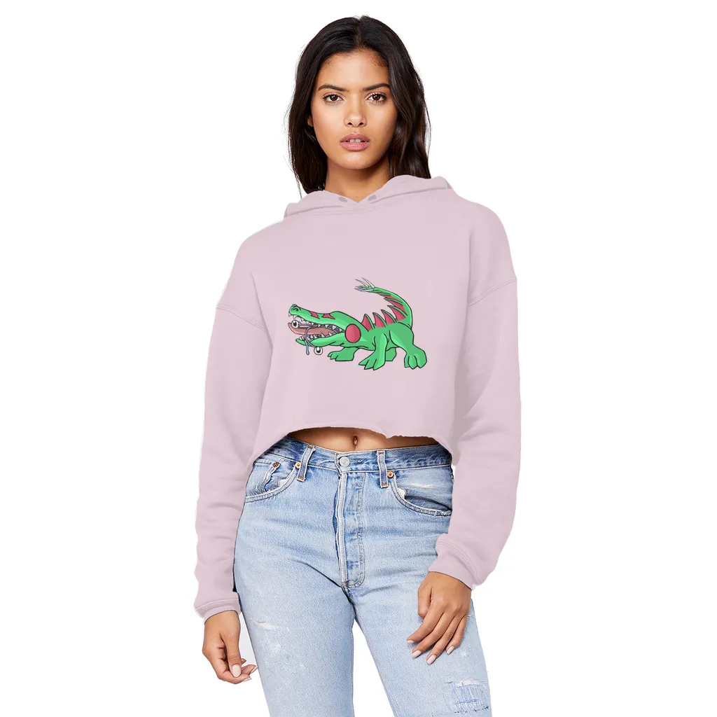 Crocodilas Unisex Cropped Raw Edge Boyfriend Hoodie