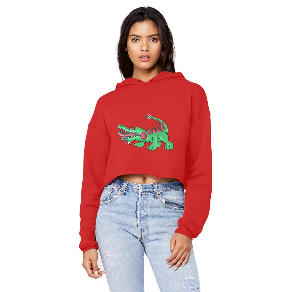 Crocodilas Unisex Cropped Raw Edge Boyfriend Hoodie