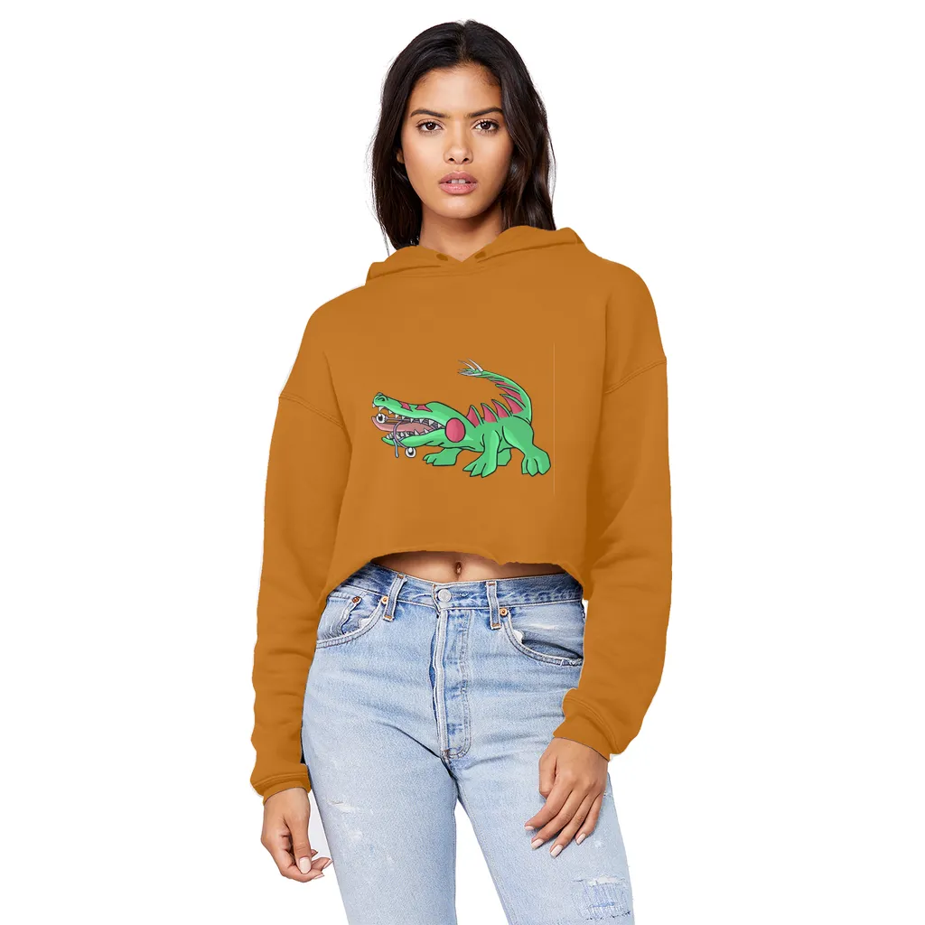 Crocodilas Unisex Cropped Raw Edge Boyfriend Hoodie