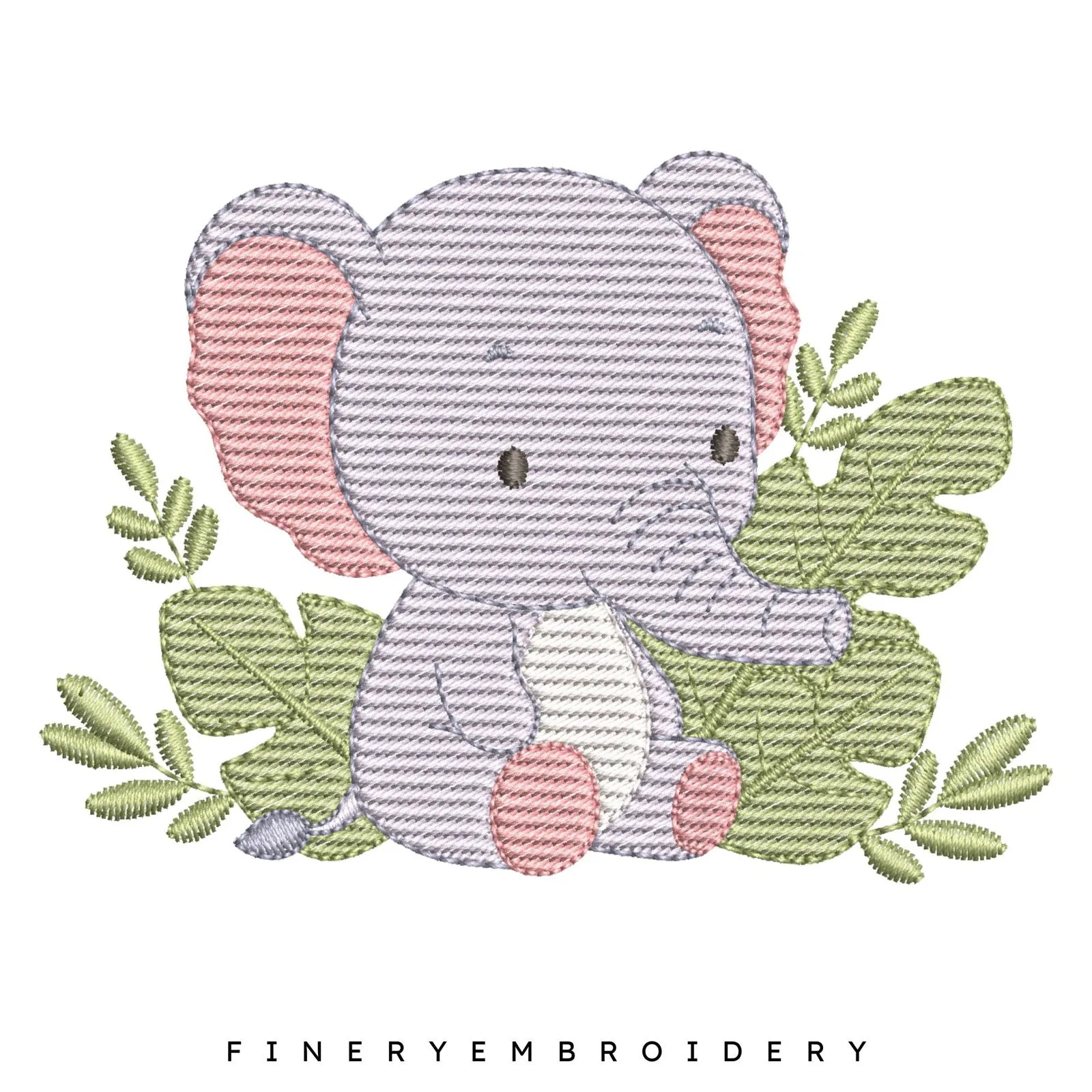 Cute Baby Elephant Embroidery Design - 7 Sizes | FineryEmbroidery
