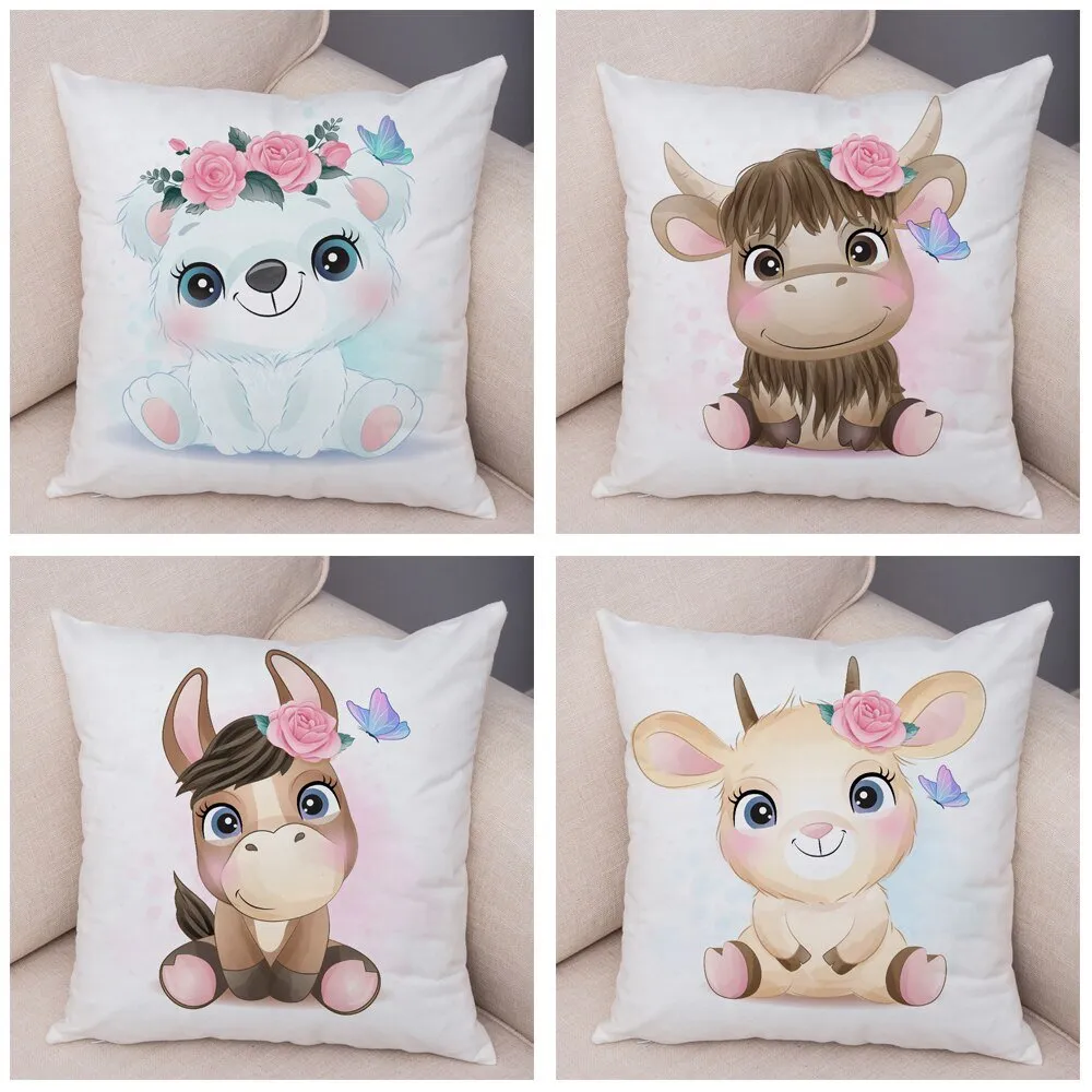 Cute Cartoon Animal Pillowcase - Decorative Cushion Cover